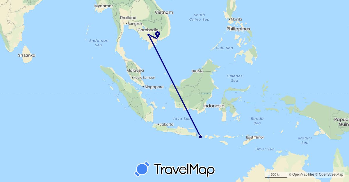 TravelMap itinerary: driving in Indonesia, Cambodia, Vietnam (Asia)